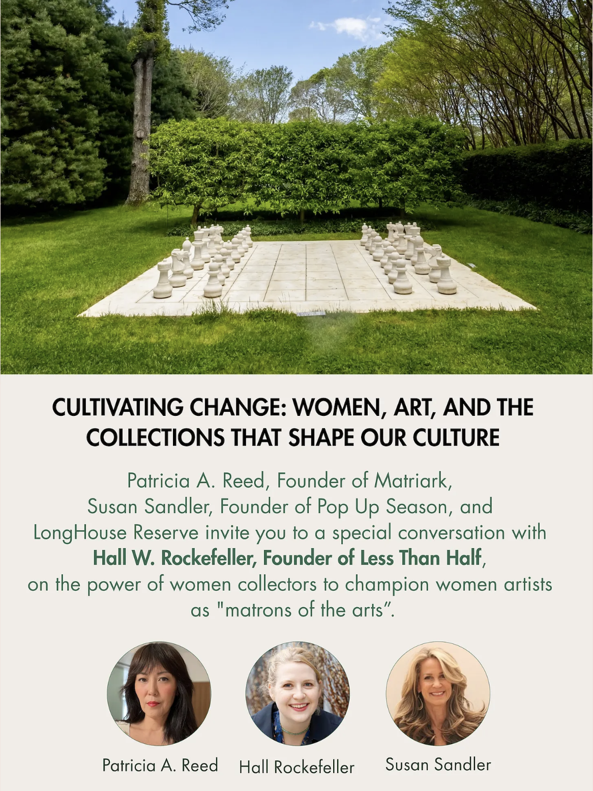 The Matriark Salon, The Pop Up Season and The Longhouse Reserve: a special Salon with Hall Rockefeller, Founder of Less Than Half — photo 1